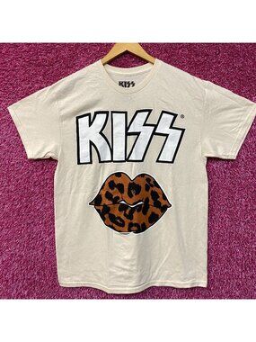 Philcos Kiss Leopard Lips Glam Metal Band T-Shirt Large